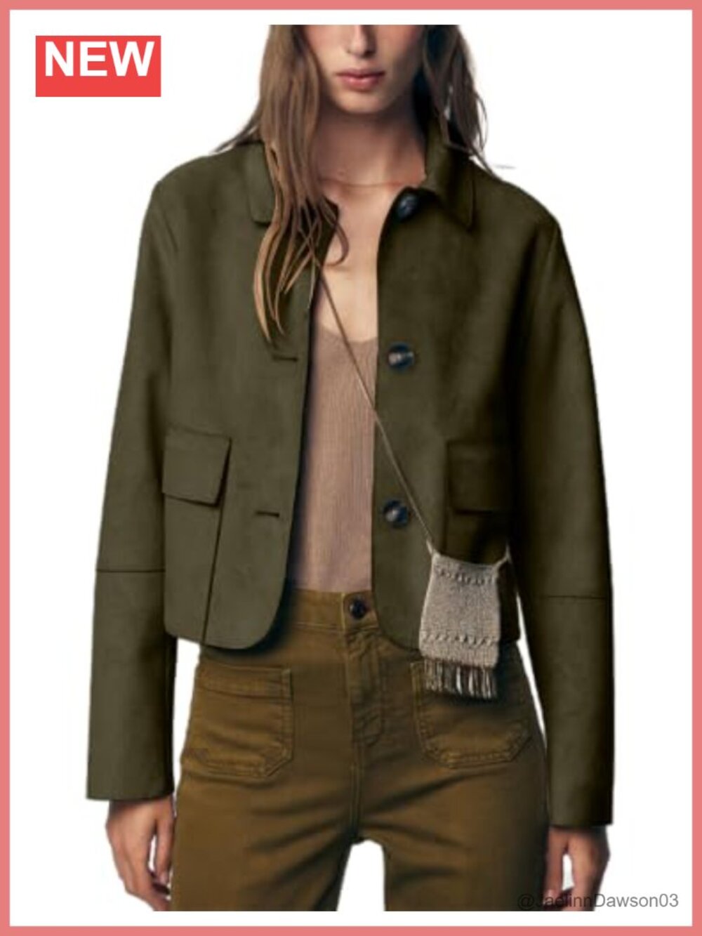 Faux Suede Cropped Button Down Jacket for Women Casual